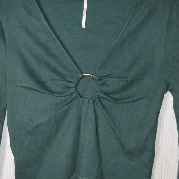 Free People Green Long Sleeve Top - Picture 2 of 4